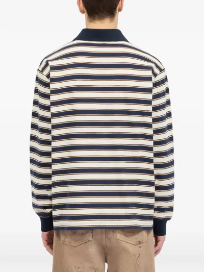 Msgm Striped Long-sleeve T-shirt In Blue