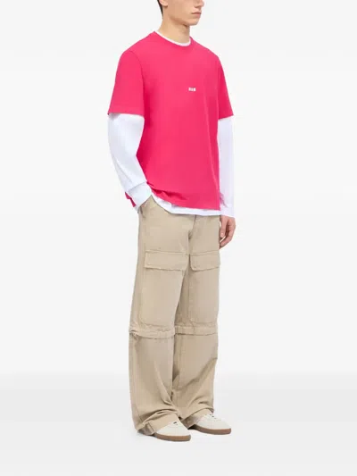 Msgm Logo T-shirt In Pink