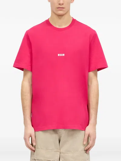 Msgm Logo T-shirt In Pink