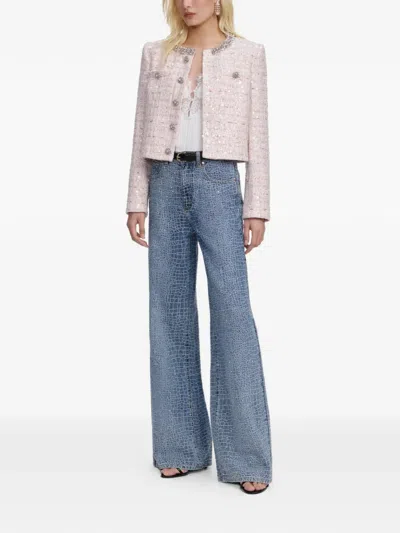 Self-portrait Sequin Boucle Loop Mini Jacket In Pink