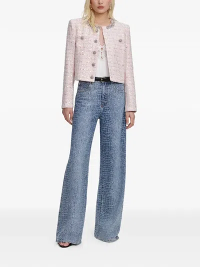 Self-portrait Sequin Boucle Loop Mini Jacket In Pink