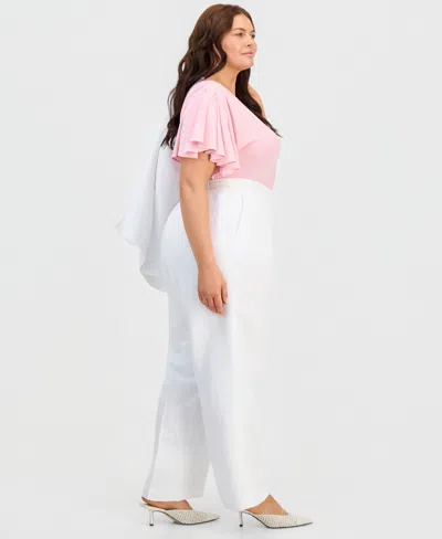 Kasper Plus Size Pull-on Wide-leg Pants In White