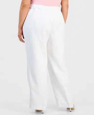 Kasper Plus Size Pull-on Wide-leg Pants In White