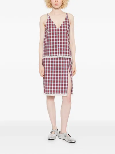 N°21 Check-pattern Lace-trim Blouse In Multi