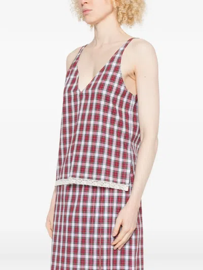 N°21 Check-pattern Lace-trim Blouse In Multi