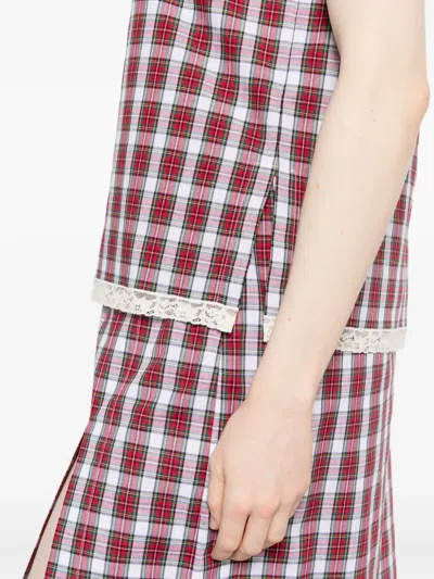 N°21 Check-pattern Lace-trim Blouse In Multi