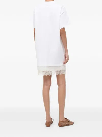Staud Grier Silk And Lace-trimmed Cotton-jersey Mini Dress In White