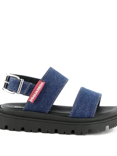 Dsquared2 Sandali Platform In Denim In Blue