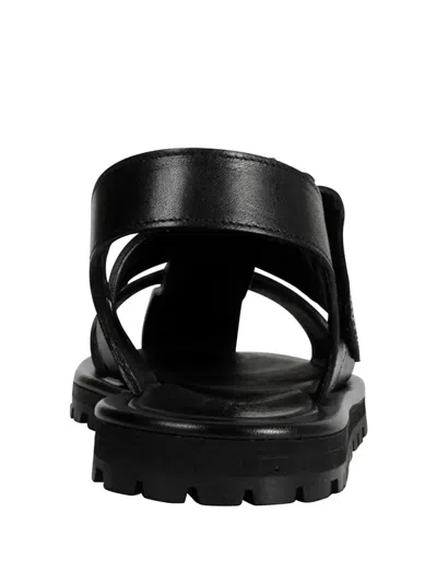 Studio Nicholson Black Calf Leather Micro Rubber Sandals In Black