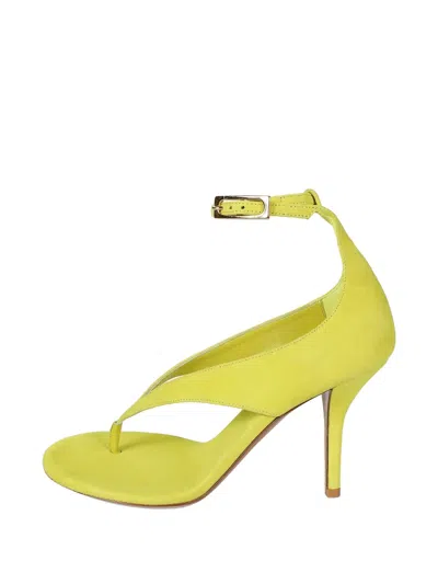 Gia Borghini Green Solid Alice Sandals In Multi