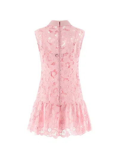 Self-portrait Pink Lace Collared Mini Dress In Multi