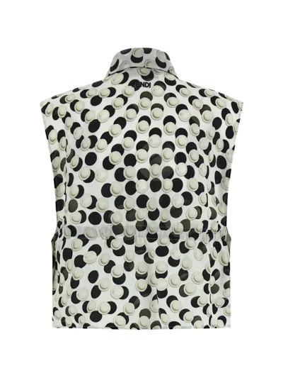 Fendi Cropped Top Dot Pattern Collared Sleeveless In Multi