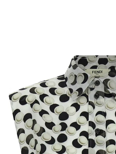 Fendi Cropped Top Dot Pattern Collared Sleeveless In Multi