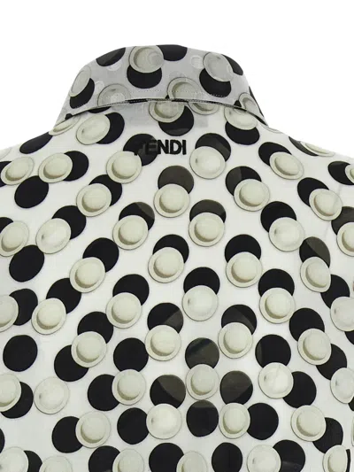 Fendi Cropped Top Dot Pattern Collared Sleeveless In Multi