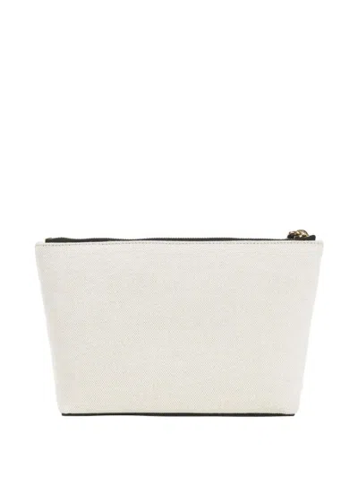 Givenchy Embroidered Logo Cotton Linen Canvas Pouch In Neutral