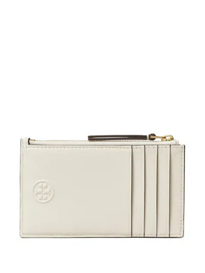 Tory Burch Fleming Zip Card Case In Neutral