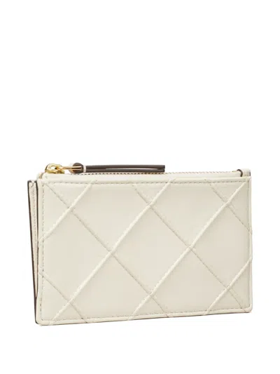 Tory Burch Fleming Zip Card Case In Neutral