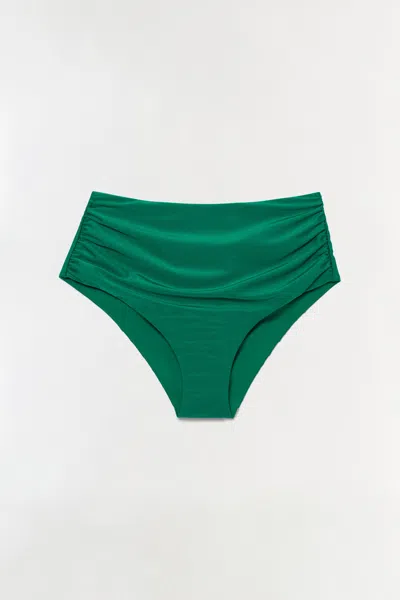 Simkhai Teya High Waisted Ruched Bikini Bottom In Green