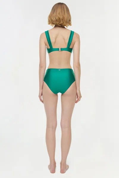 Simkhai Teya High Waisted Ruched Bikini Bottom In Green