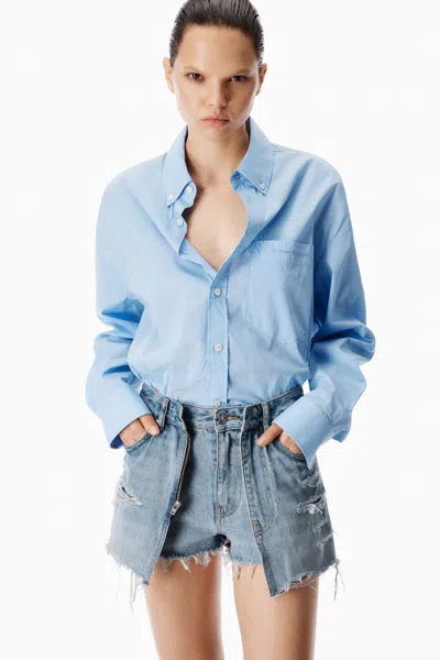 Alexander Wang Alexanderwang Mixed Media Romper Skort In Blue