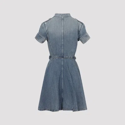 Alexander Mcqueen Mcqueen Stonewashed Denim Mini Dress In Blue
