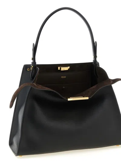 Fendi Medium Way Leather Shoulder Bag In Black