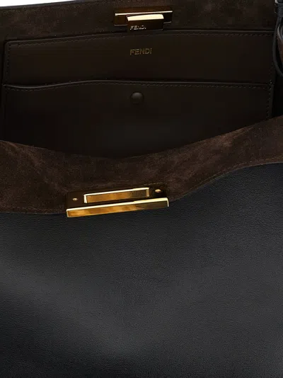 Fendi Medium Way Leather Shoulder Bag In Black