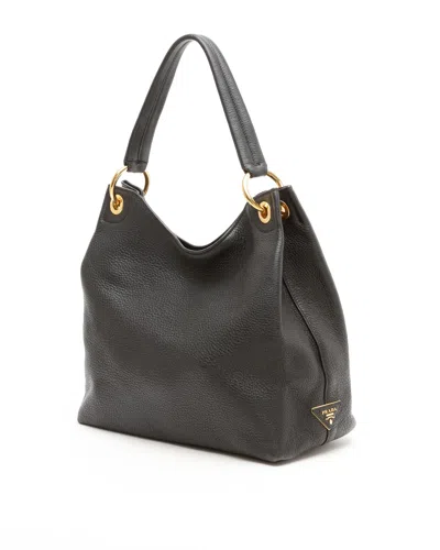 Prada Vitello Phenix Hobo Bag In Black
