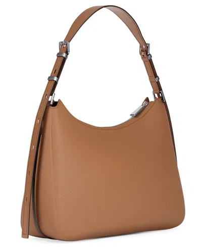 Michael Kors Nolita Medium Shoulder Bag In Hammered Leather In Neutral