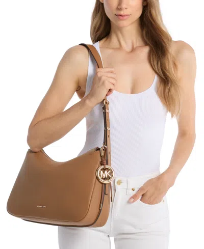 Michael Kors Nolita Medium Shoulder Bag In Hammered Leather In Neutral