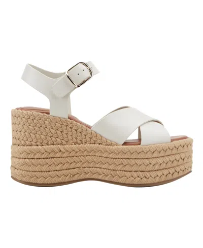 Marc Fisher Ltd Pasion Espadrille Ankle Strap Platform Wedge Sandal In White