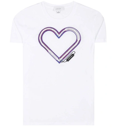 Shop Carven Embroidered Cotton T-shirt In Llaec Optique