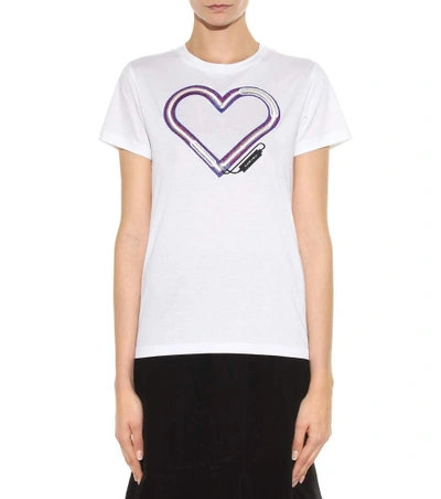 Shop Carven Embroidered Cotton T-shirt In Llaec Optique