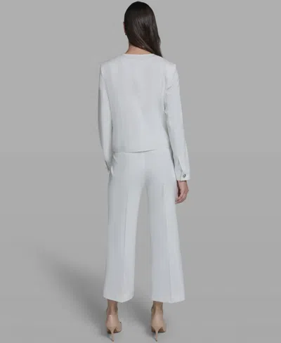 Karl Lagerfeld Collarless Bow Detail Jacket In White