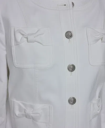 Karl Lagerfeld Collarless Bow Detail Jacket In White