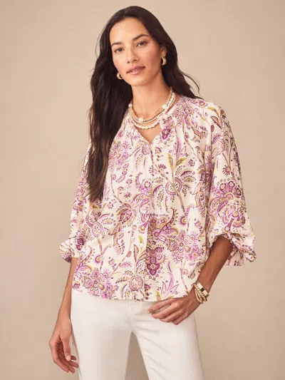 J.mclaughlin Women's Constance Blouse In Maxi Heirloom Paisley Off White In Purple