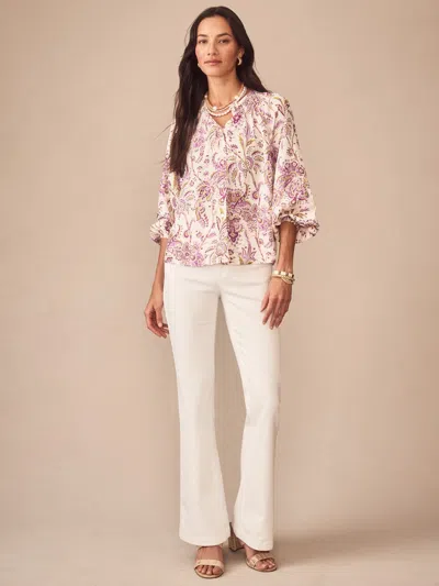 J.mclaughlin Women's Constance Blouse In Maxi Heirloom Paisley Off White In Purple