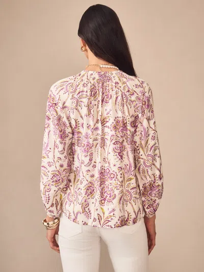 J.mclaughlin Women's Constance Blouse In Maxi Heirloom Paisley Off White In Purple