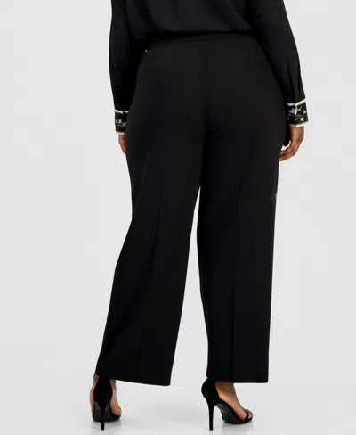 Anne Klein Essentials Plus Size High Rise Pull-on Pants In Black