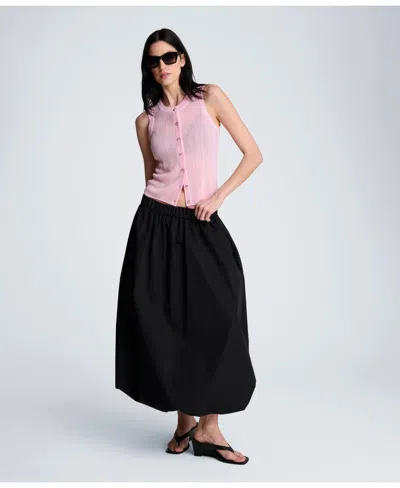 Kenneth Cole Poplin Pull On Bubble Maxi Skirt In Black