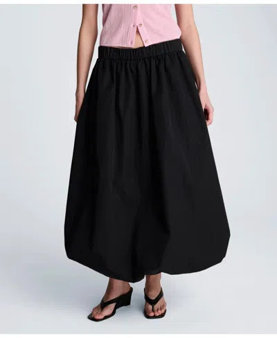 Kenneth Cole Poplin Pull On Bubble Maxi Skirt In Black