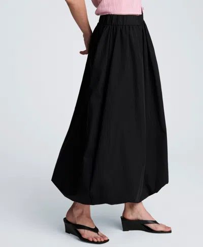 Kenneth Cole Poplin Pull On Bubble Maxi Skirt In Black