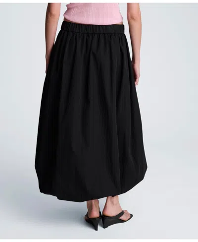 Kenneth Cole Poplin Pull On Bubble Maxi Skirt In Black
