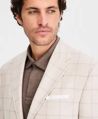 Michael Kors Men's Classic-fit Tan Patterned Blazer In Brown