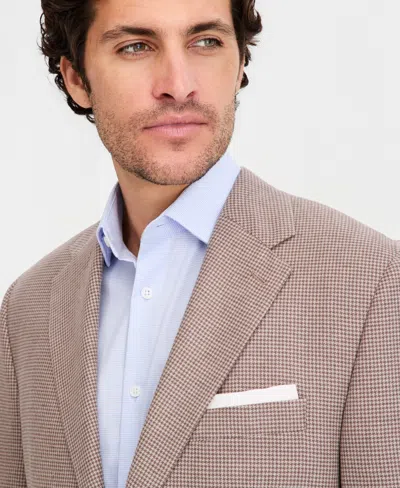 Michael Kors Men's Classic-fit Tan Patterned Blazer In Brown