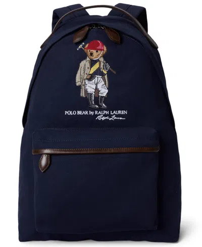 Polo Ralph Lauren Polo Bear Canvas Backpack In Newport Navy In Blue
