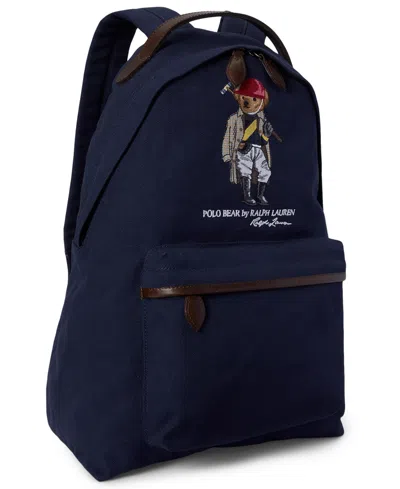 Polo Ralph Lauren Polo Bear Canvas Backpack In Newport Navy In Blue