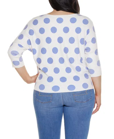 Belldini Plus Size Boatneck Dot-pattern Sweater In Blue