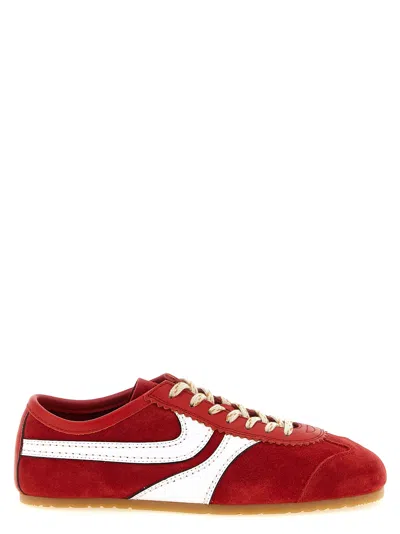 Dries Van Noten 70s Marathon Spirit Suede Low-top Sneakers In Red