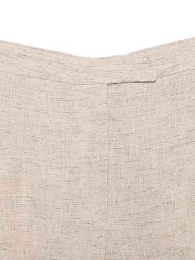 Emporio Armani Linen Trousers High Waist Wide Leg Textured In Neutral